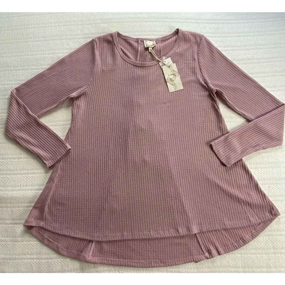 TRU SELF WOMEN’S XLARGE PLUM KNITTED TOP WITH TIED UP BACK